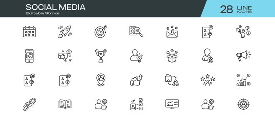 A set of Social Media-related Icon vector illustration