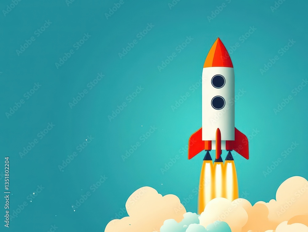 Aufkleber rocket launching into the sky symbolizing innovation and progress in technology and space exploratio