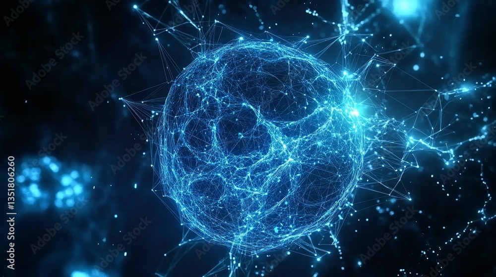 Poster abstract network sphere with glowing connections in dark space a digital representation