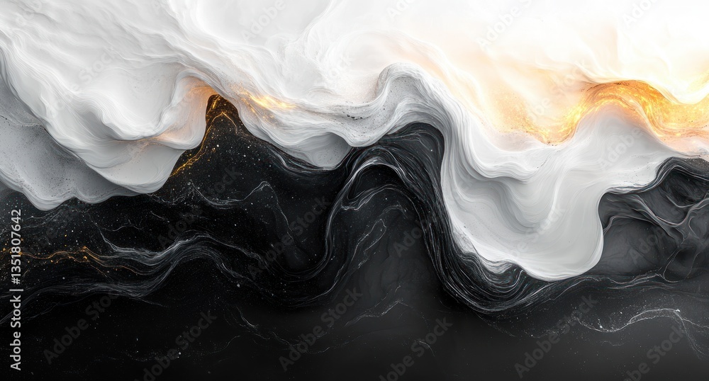 Aufkleber monochrome abstract fluid art background with smooth gradient textures and retro grainy effect