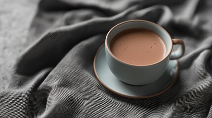 Warm Cozy Hot Chocolate on a Grey Textile