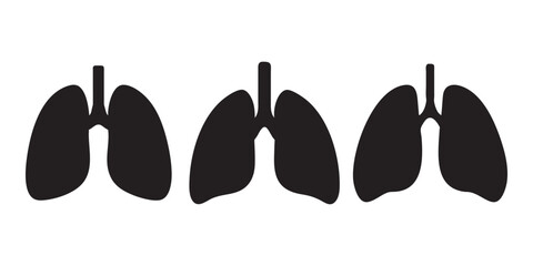 Simple Black Silhouette Lungs, icons, logos, vector illustration