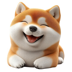 3d Shiba Inu isolated on transparent background, PNG