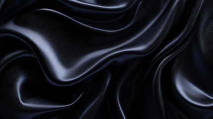 Fototapeta premium Luxurious Black Silk Drape, Abstract Texture, Background Fabric