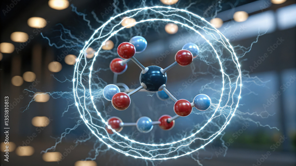Poster image depicts molecular structure with dynamic energy surrounding it, illustrating interaction of na