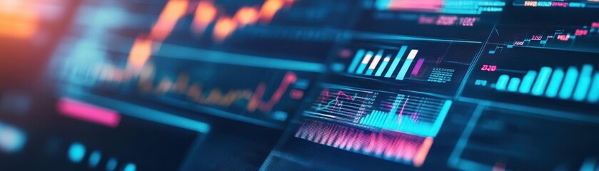 Computer screen displaying colorful lines representing data analysis trends for comprehensive visualization solutions