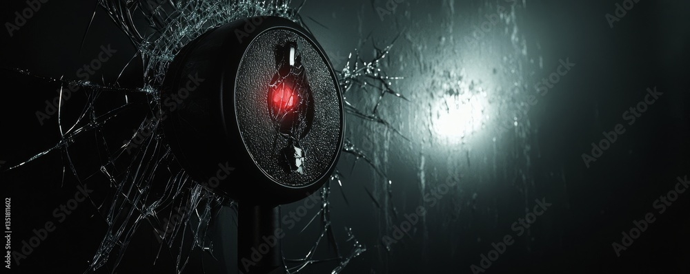 Poster futuristic tech object with vibrant light.