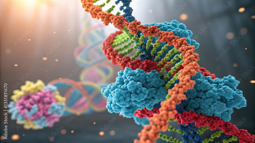 Poster intricate structure of dna showcases essential roles of nadh and atp cellular processes, highlightin