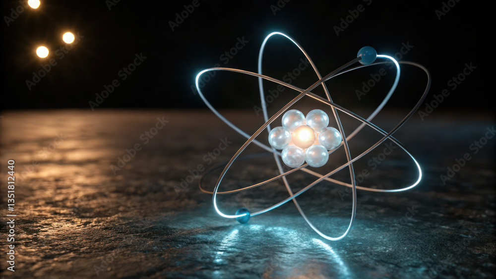 Poster structure of atom is beautifully represented with glowing elements showcasing nadh and atp in captiv