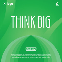 Green Gradient Background with Motivation to Think Big and Start Now