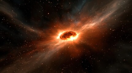 Fototapeta premium Stunning cosmic explosion in deep space, surrounded by swirling nebulae and starlight