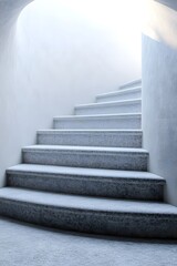 Winding gray staircase symbolizes life's complexity, blending choices and experiences beyond black and white. Its curves embody uncertainty and growth, making it an inspiring, reflective background.
