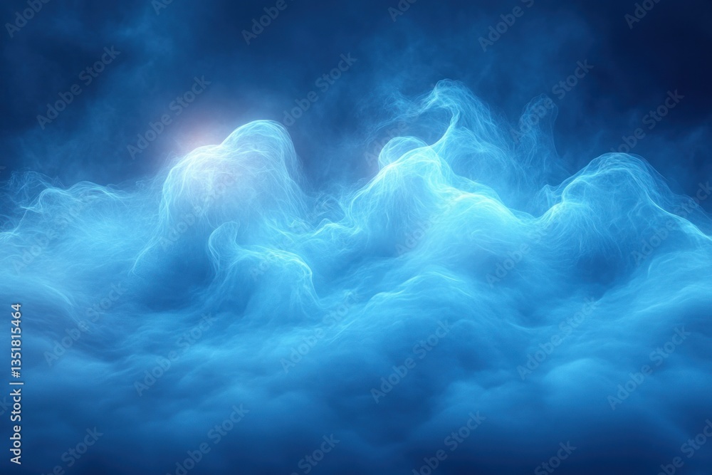 Poster abstract ethereal light blue background with misty reflections and shadows for product presentation
