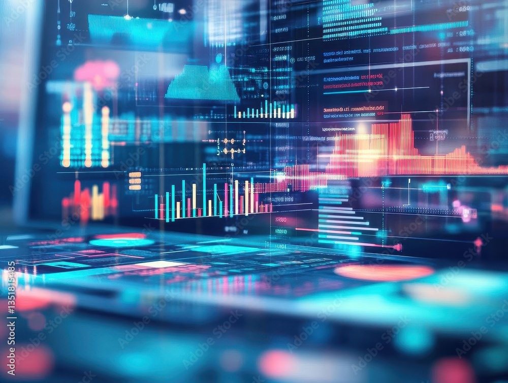 Poster Computer screen displaying analytical chart for understanding market trends and data visualization techniques