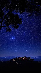 Fototapeta premium Starry Night Village Landscape