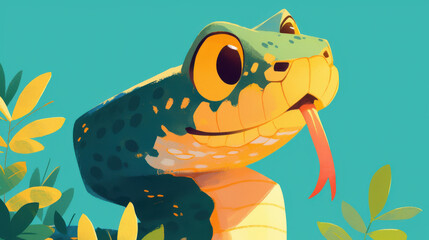 Obraz premium Cartoon Snake in the Jungle