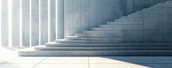 Obraz premium Minimalist concrete staircase and wall design.