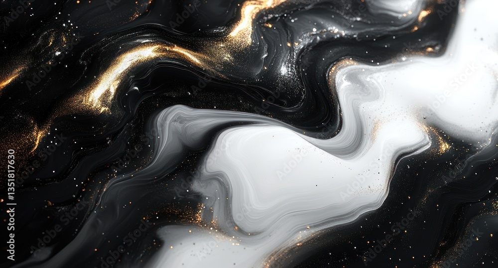 Poster monochrome abstract fluid art with smooth gradient textures and minimalist composition