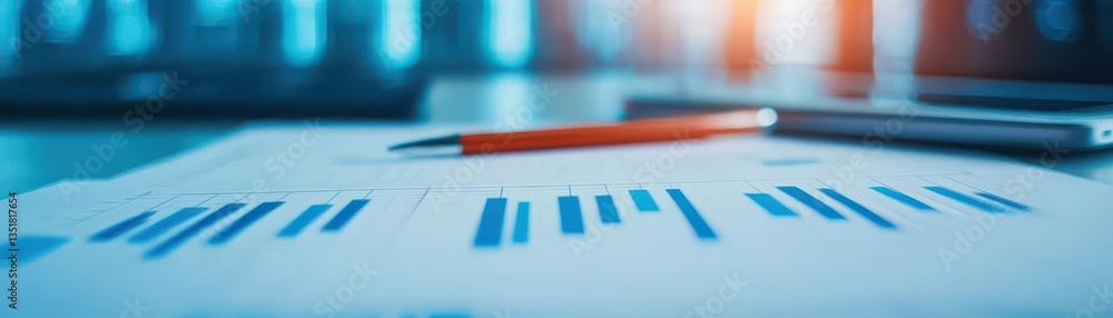 Poster Close-up of a pen and paper with a detailed graph displaying data trends and analysis in a business setting