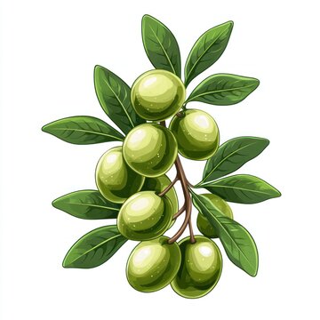 green olives branch on white background clip art preview