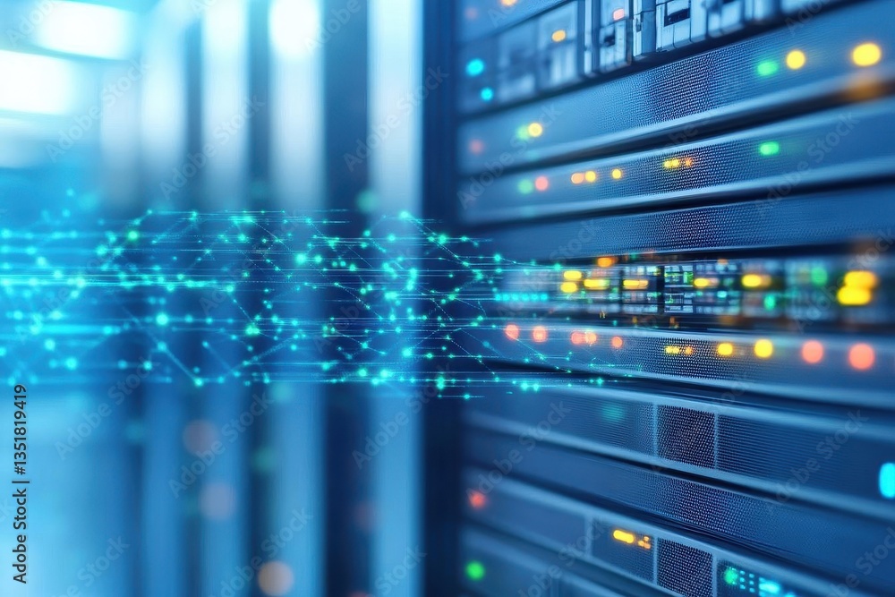 Poster Modern server technology with high-performance equipment in a business environment supporting digital operations