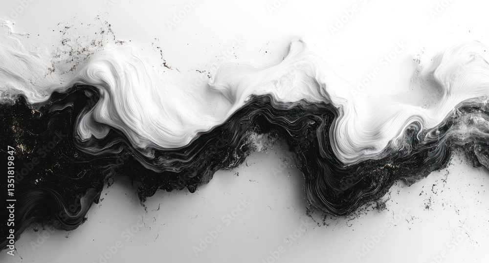Poster monochrome abstract fluid art smooth texture gradients and high contrast design