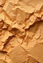 Naklejka premium Close-up of crumpled brown paper showing fibrous texture and uneven surface, close up, old paper, rough