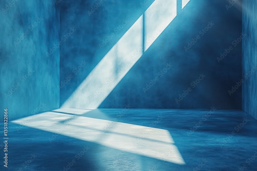 Poster abstract blue background with soft light and blurred shadows for minimalist product presentation