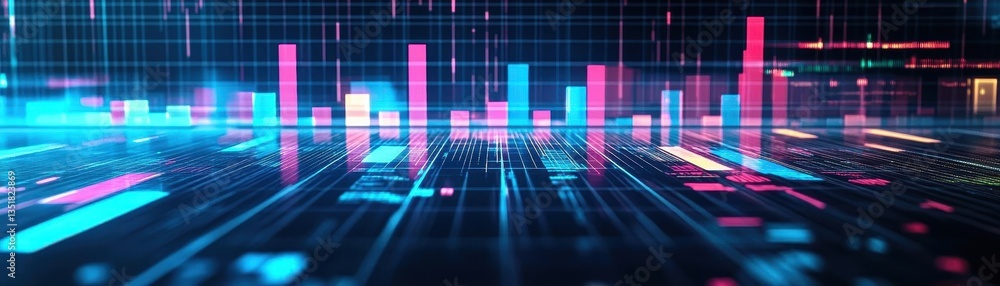 Aufkleber vibrant colorful neon background with abstract patterns ideal for data analysis and digital presenta
