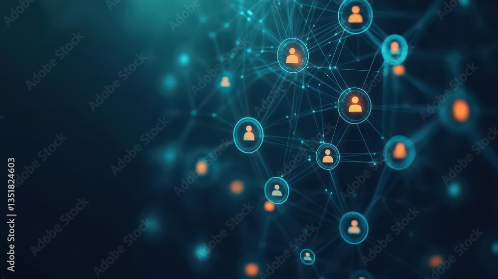 Poster Engaging animation showcasing a network of connected dots illustrating the concepts of digital communication and linkage