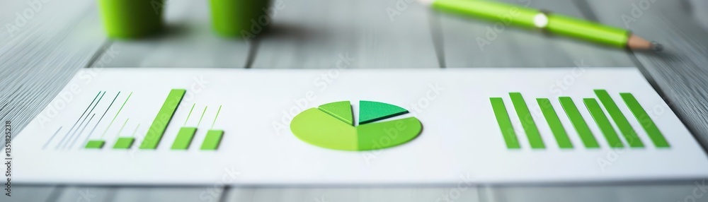 Leinwandbilder green pie chart displayed on a piece of paper representing annual financial data and analytical insi