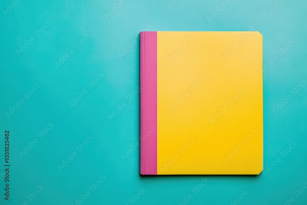 Aufkleber bright yellow notebook placed on a vibrant green background creating a lively and cheerful color con