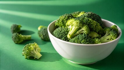 Fresh broccoli in a bowl on a wooden table