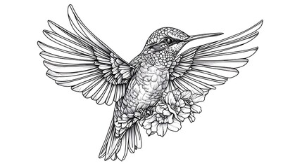 Obraz premium Floral hummingbird tattoo design sketch images