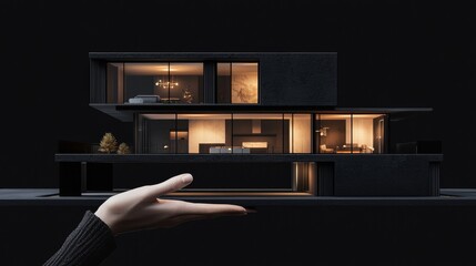 Modern architectural model held in hand.