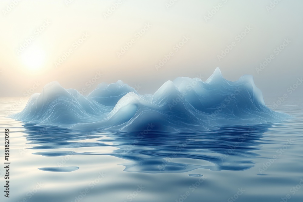 Poster blue abstract background for winter product display with soft light and blurred shadows