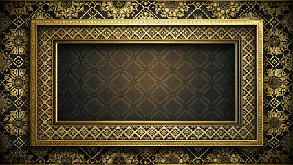 Ornate Gold Frame with Ethnic Pattern Background 