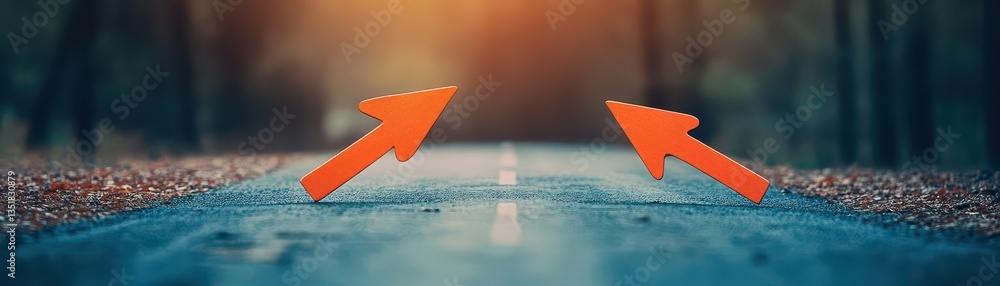 Aufkleber Two arrows pointing in opposite directions depicting contrast and divergence in a simple visual representation