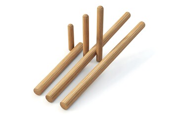 3D Cricket Wicket and Bails Model – Realistic Sports Equipment Isolated on White