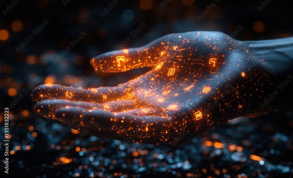 Poster digital networking and connection concept with holographic user icons in business management technol