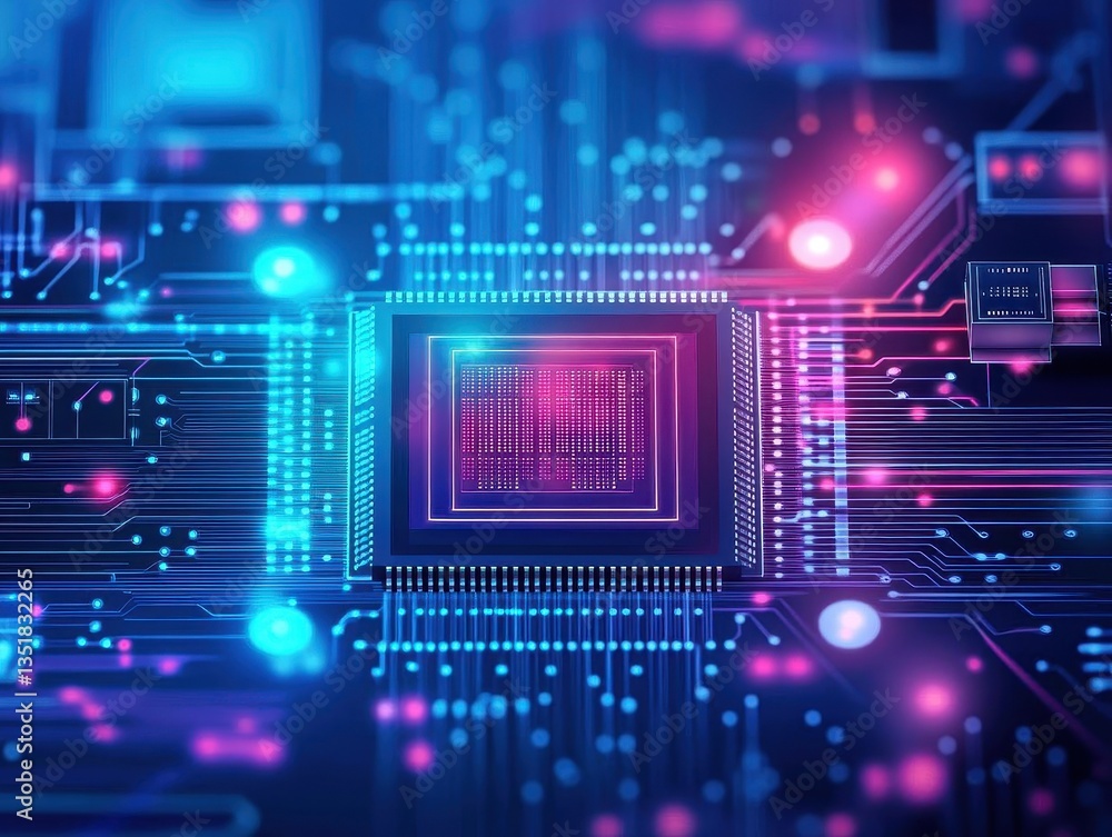 Poster Intricate circuit design with a circuit in the background emphasizing advanced technology and electronic connectivity