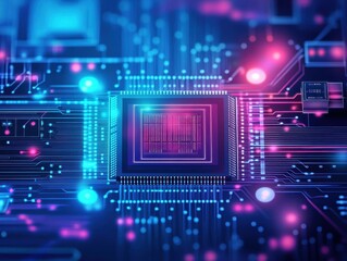 Naklejka premium Intricate circuit design with a circuit in the background emphasizing advanced technology and electronic connectivity