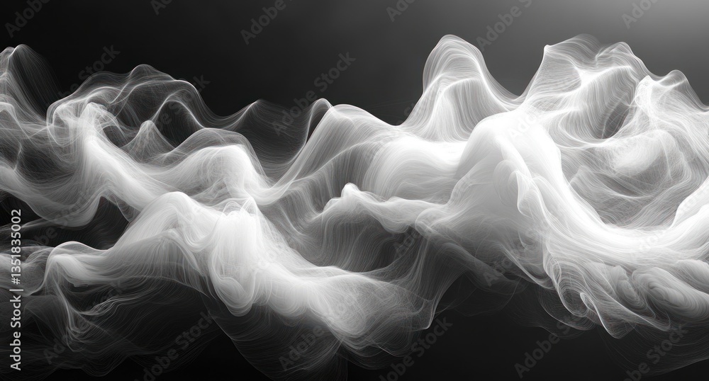 Poster monochrome abstract black and white smoke texture soft gradients flowing pattern minimalistic ambien
