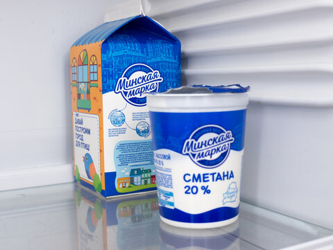 Minskaya marka sour cream and milk.