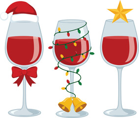Merry Christmas Happy Wine Embroidery