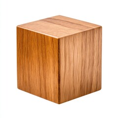 An ordinary wooden cube, an isolate on a pure white background 