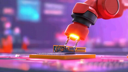Robotic Arm Soldering a Circuit Board