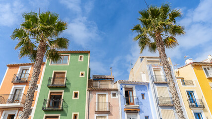 Fototapeta premium Colorful houses in the town of Villajoyosa in Alicante, Spain.