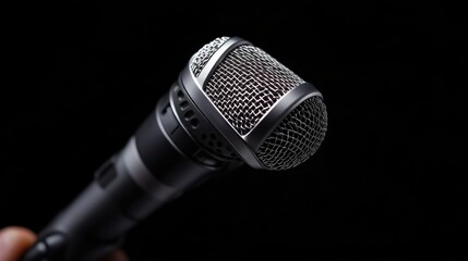 Close-up of a professional microphone