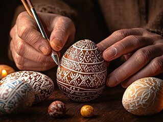 Traditional Easter egg painting. Generative AI